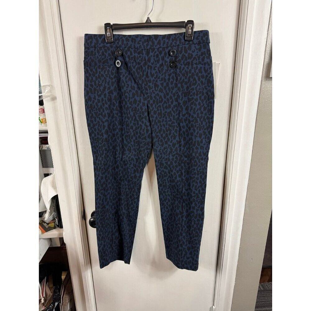 89th and Madison blue black leopard print stretch cropped length pants